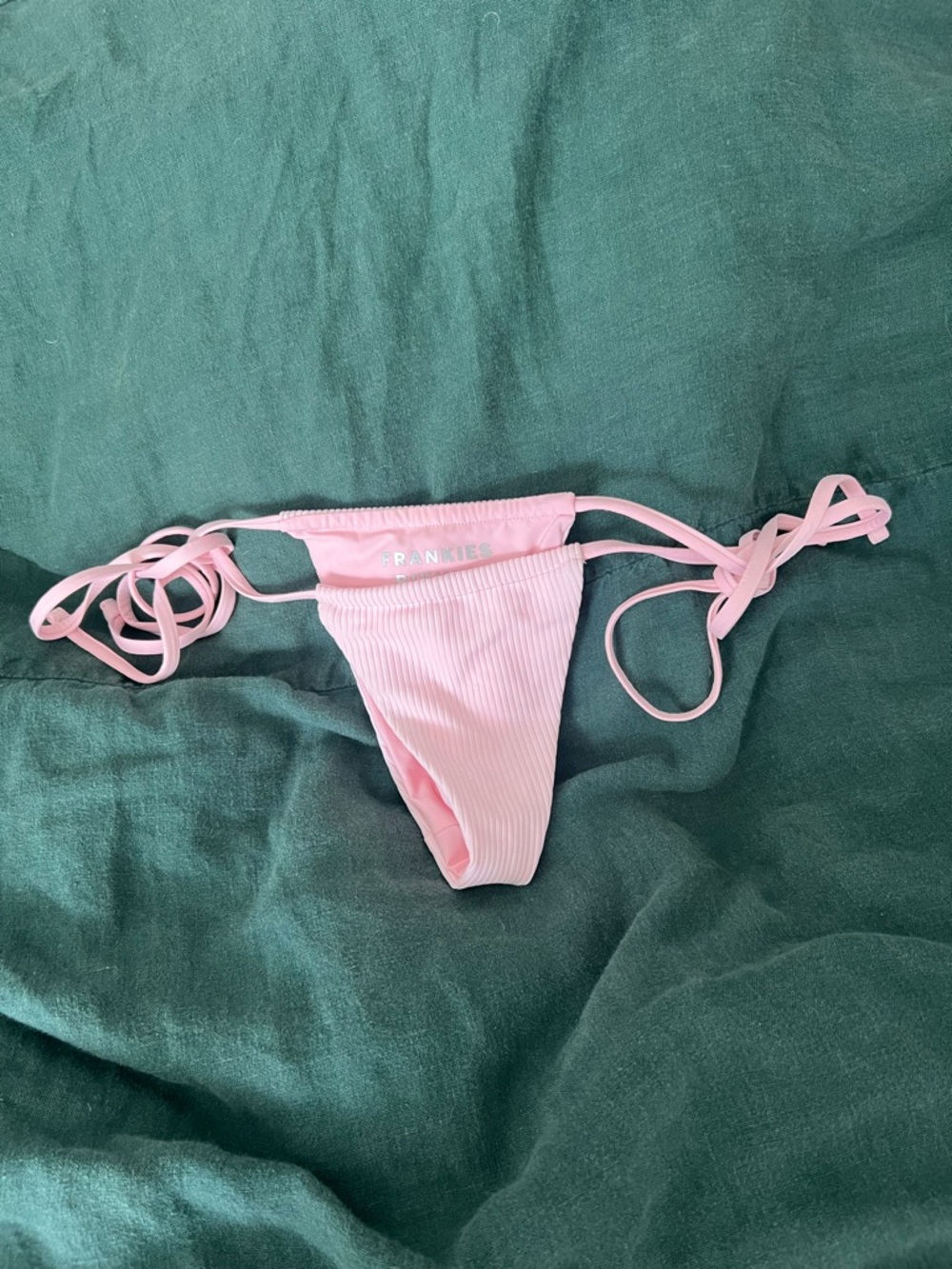 Frankie's Bikinis Pink Ribbed String Bikini Bottom